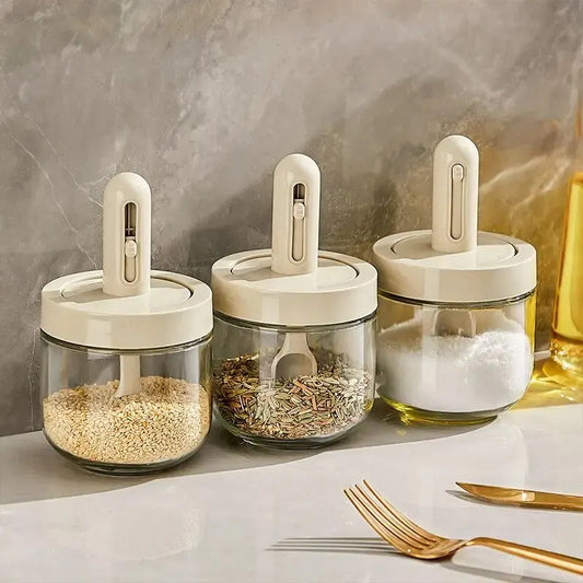 Glass Seasoning Bottle with Telescopic Spoon